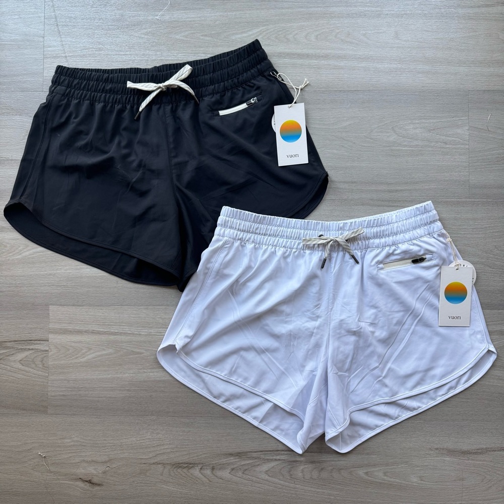 Vuori Women's Athletic 4” Shorts in Black and White